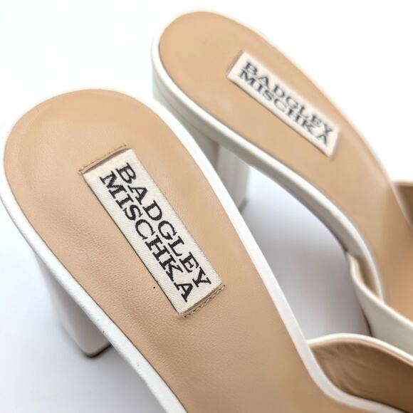 Badgley Mischka Cadence Heeled Slide Sandal Women's Soft White Size US8.5 EU39 - Picture 8 of 12